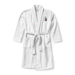 Embroidered Terry Shawl Robe — Cozy Spa Bathrobe with Subtle Logo