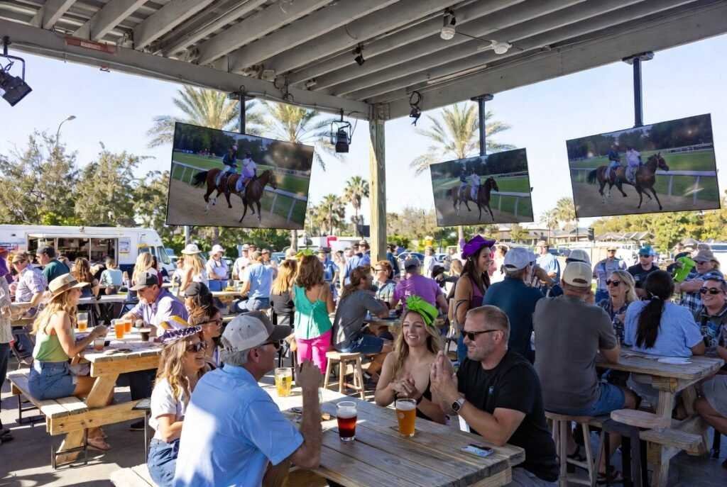 Relaxed Derby watch party at a Dunedin Florida brewery with craft beer and big screens