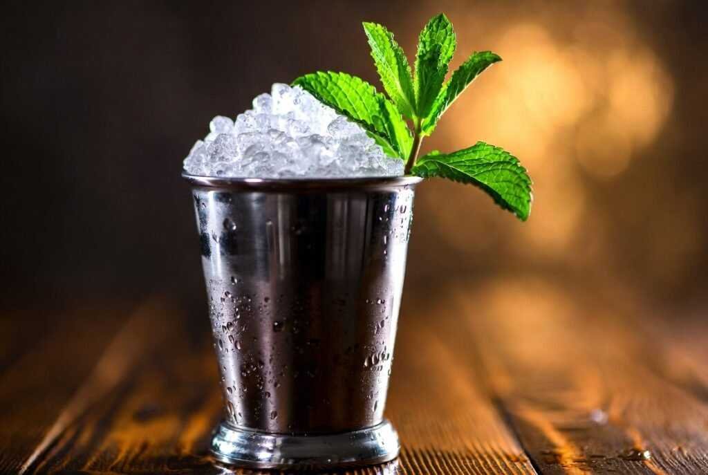 Elegant silver mint julep cocktail for Kentucky Derby watch party