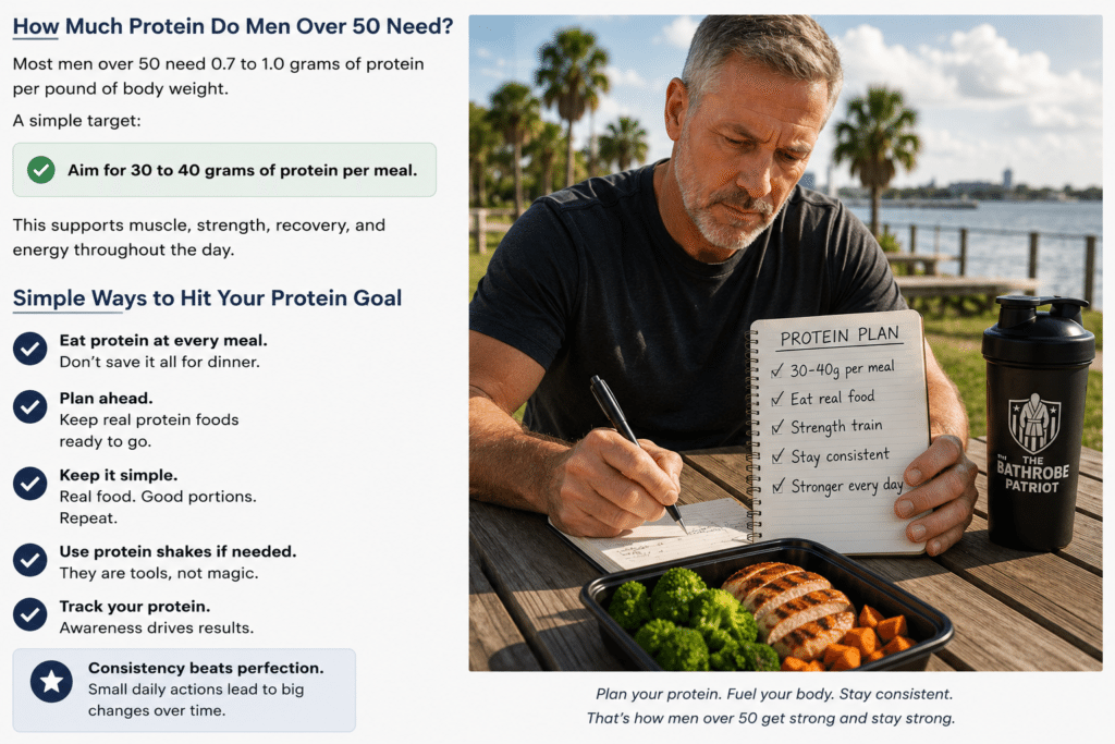 How much protein men over 50 need for strength muscle and healthy aging
