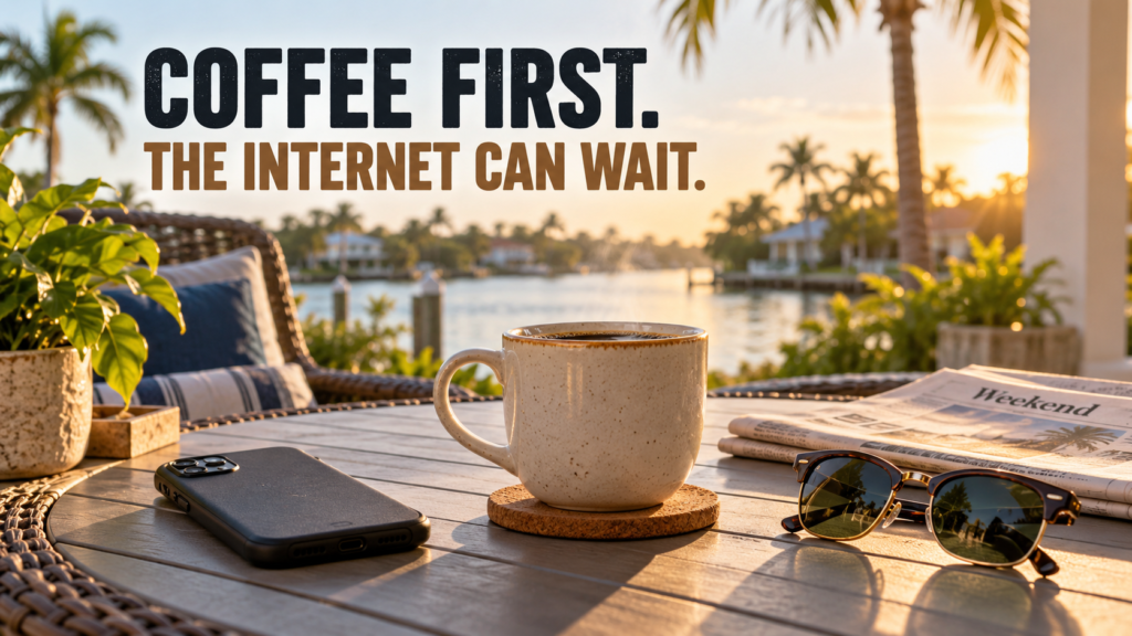 Saturday morning coffee without phone distractions