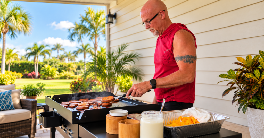 Saturday grilling and cooking as an off duty activity