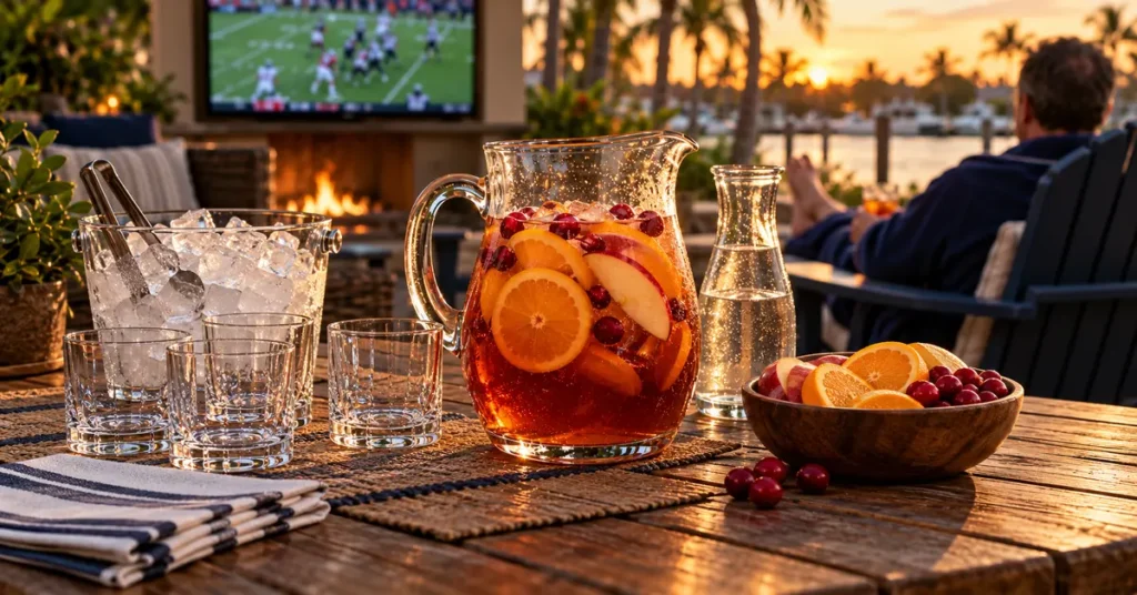 Self-serve bourbon punch station for Football Sunday
