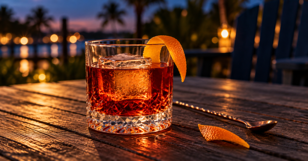 Orange-spice Boulevardier with bourbon and sweet vermouth